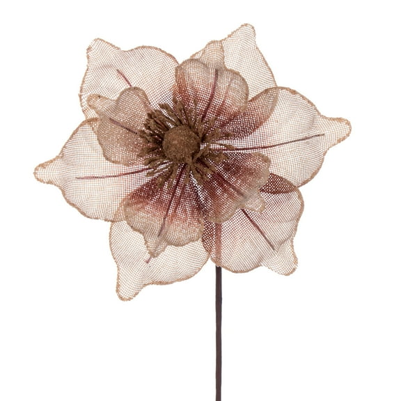 Vickerman 17" Artificial Jute Mesh Magnolia Christmas Stem, 5 per bag