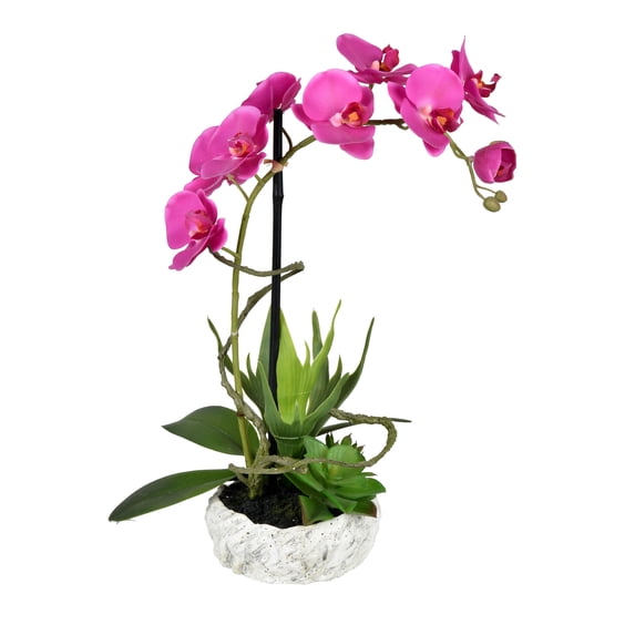 Vickerman 17" Artificial Potted Lavender Orchid.