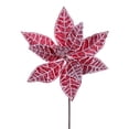 thumbnail image 1 of Vickerman 17" Artificial Red and White Frosted Poinsettia Christmas Stem, 4 per bag, 1 of 2