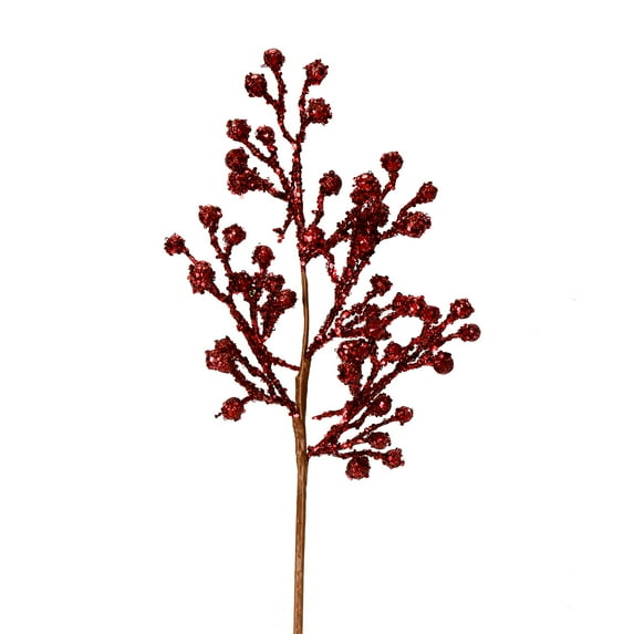 Vickerman 17" Burgundy Glitter Berry Artificial Christmas Spray. Includes 6 sprays per pack.