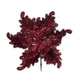 thumbnail image 1 of Vickerman 17" Burgundy Pearl Glitter Poinsettia Artificial Christmas Stem, 3 per Bag, 1 of 3