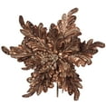thumbnail image 1 of Vickerman 17" Chocolate Pearl Glitter Poinsettia Artificial Christmas Stem, 3 per Bag, 1 of 3