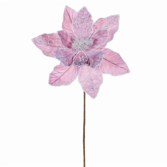 Vickerman RG253179 17 in. Pink Velvet Pearl 11 in. Flower Spray - 2 per Bag