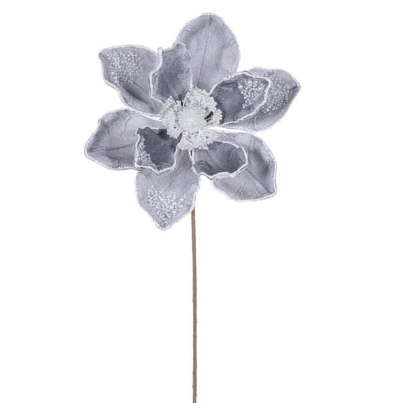 Vickerman RG253607 17 in. Silver Velvet Pearl 8 in. Flower Spray - 2 per Bag