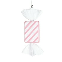Vickerman 18.5" Pastel Pink Rectangle Striped Candy Ornament.