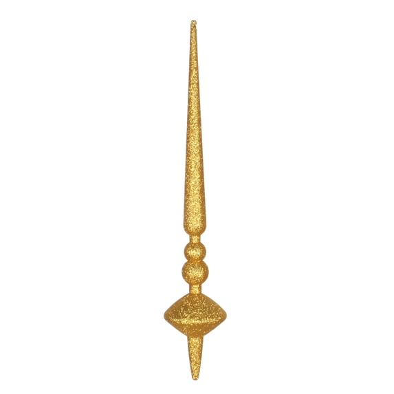 Vickerman Cupola Finial Ornament Holiday Christmas Shatterproof Plastic Glitter 18 Inch Antique Gold , (2 Pieces)