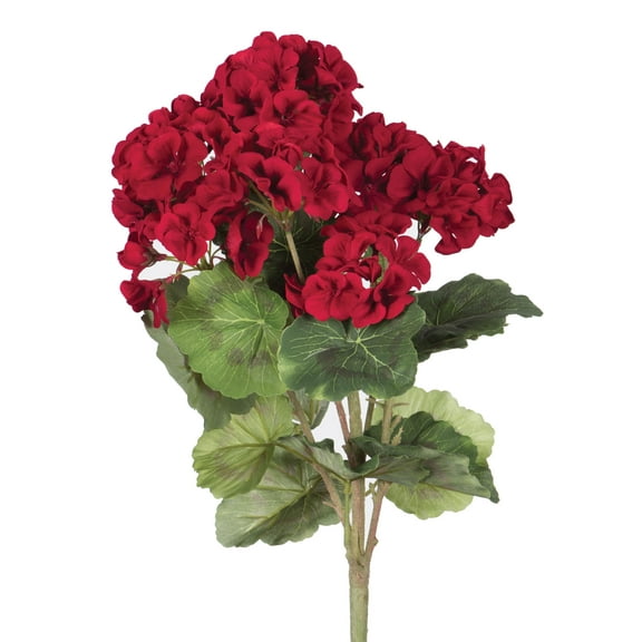 Vickerman 18" Artificial Red Geranium Bush, 4 per Pack.