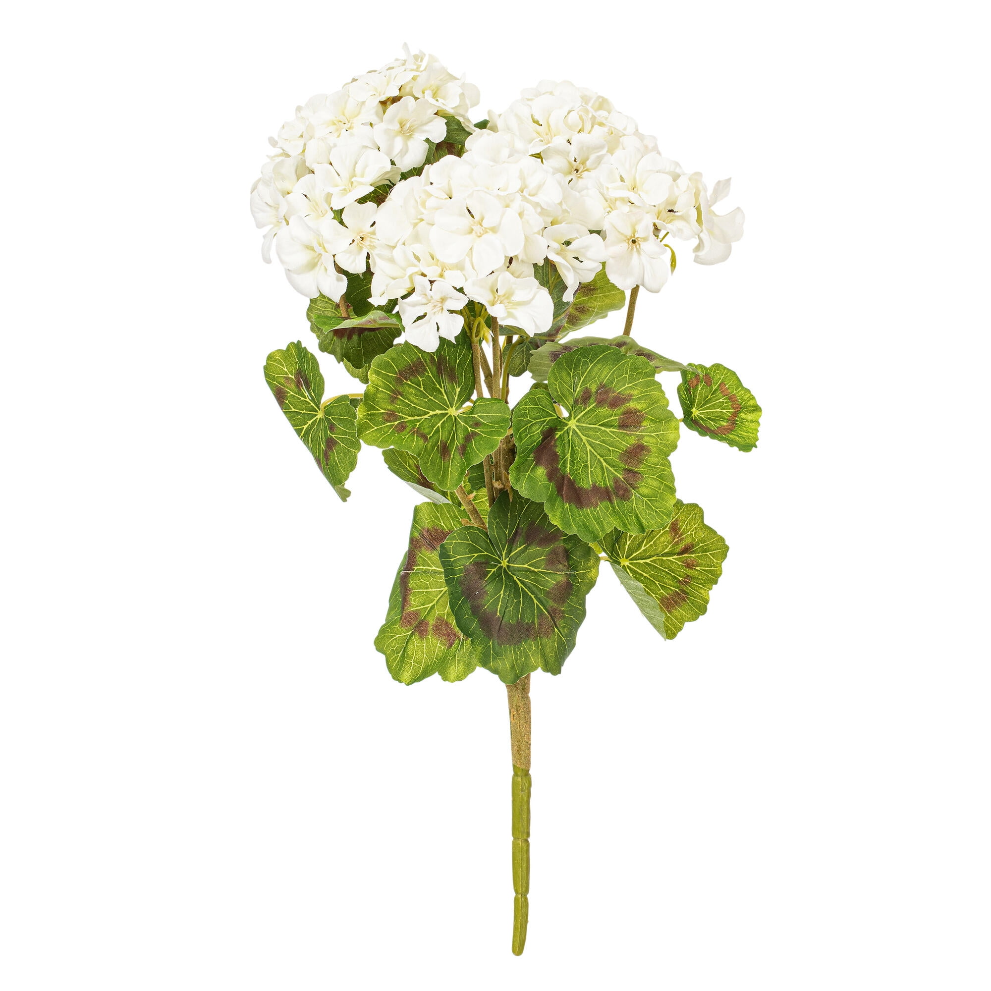 18" White Faux Geranium Bush Set of Four