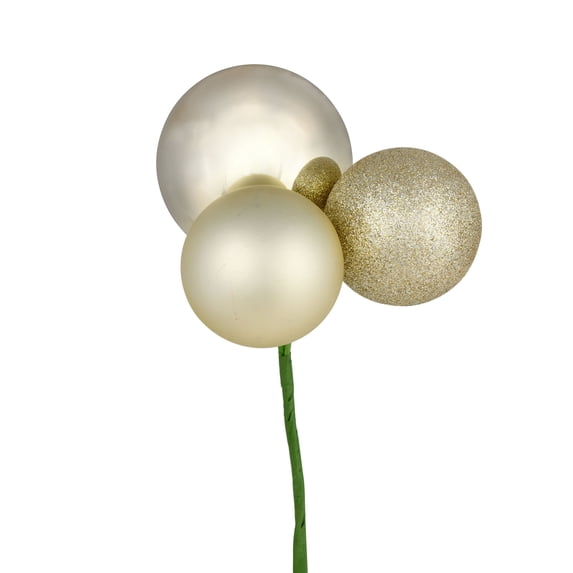 Vickerman 18" Champagne Ball Ornament Christmas Pick, 4 per set