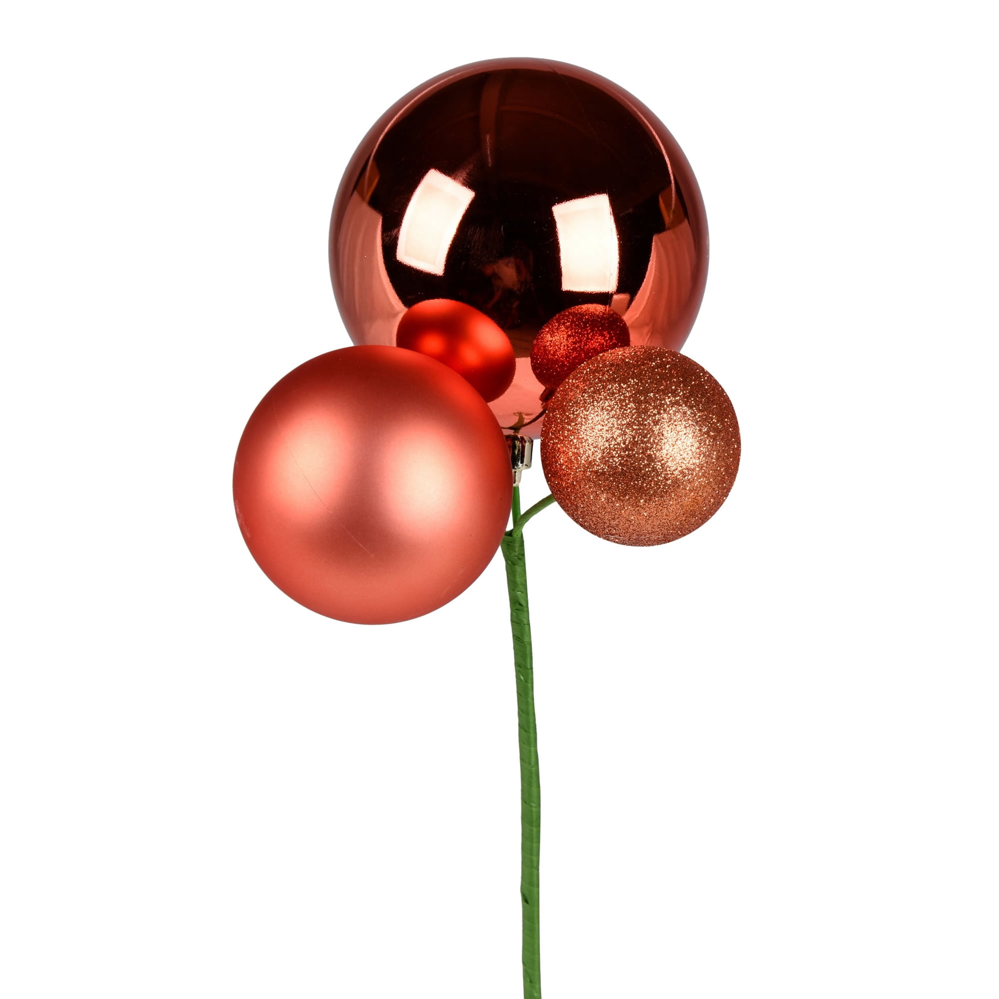 Vickerman 18" Coral Ball Ornament Christmas Pick, Set of 3