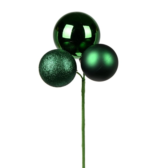 Vickerman 18" Emerald Ball Ornament Christmas Pick, 4 per set