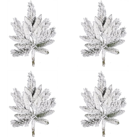 Vickerman 18" Flocked Snow Ridge Pine Artificial Christmas Spray. Includes 4 sprays per pack.
