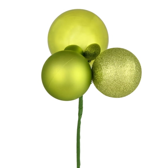 Vickerman 18" Lime Ball Ornament Christmas Pick, 4 per set