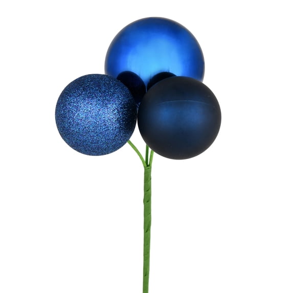 Vickerman 18" Midnight Blue Ball Ornament Christmas Pick, 4 per set