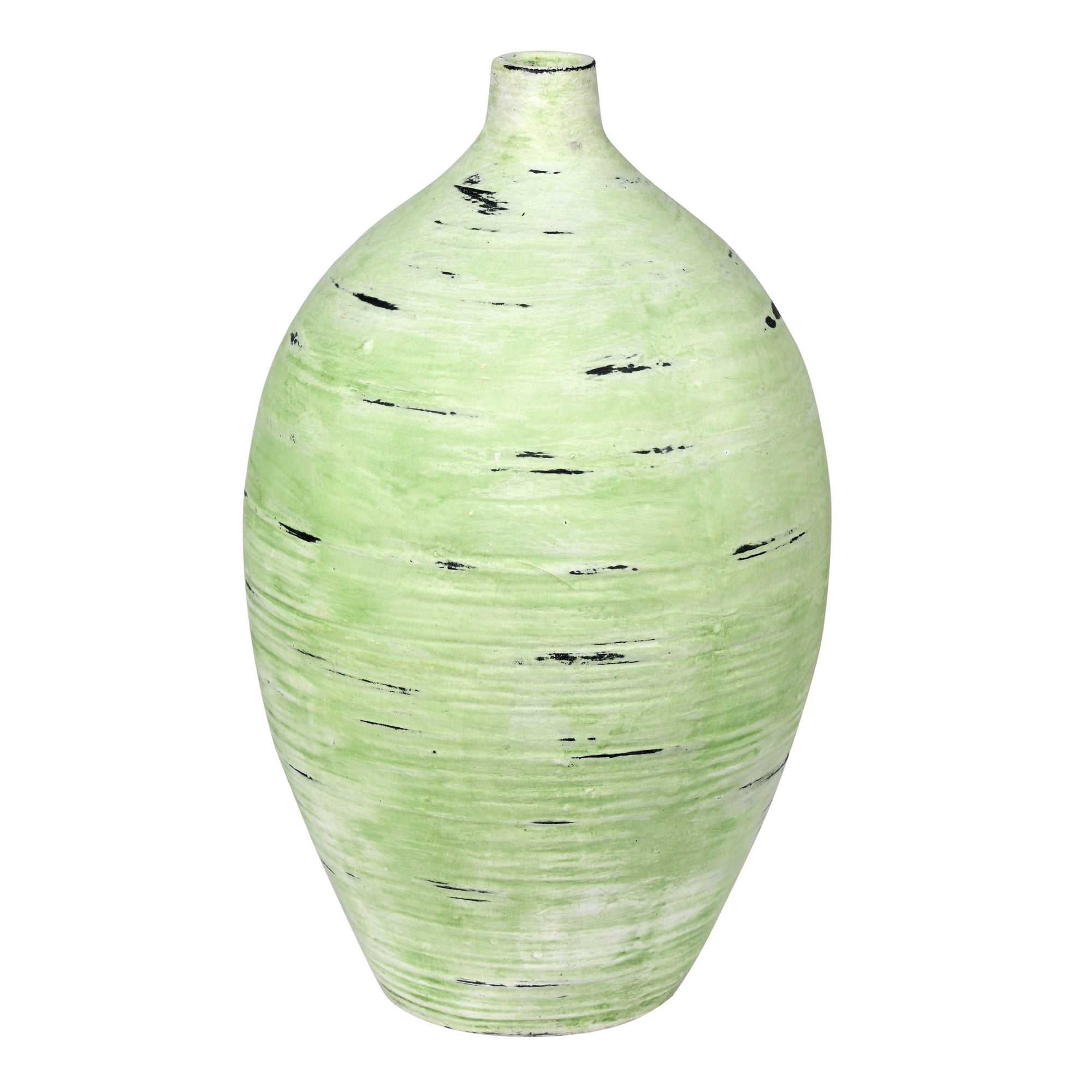 18" Mint Green Weathered Polyresin Amphora Table Vase