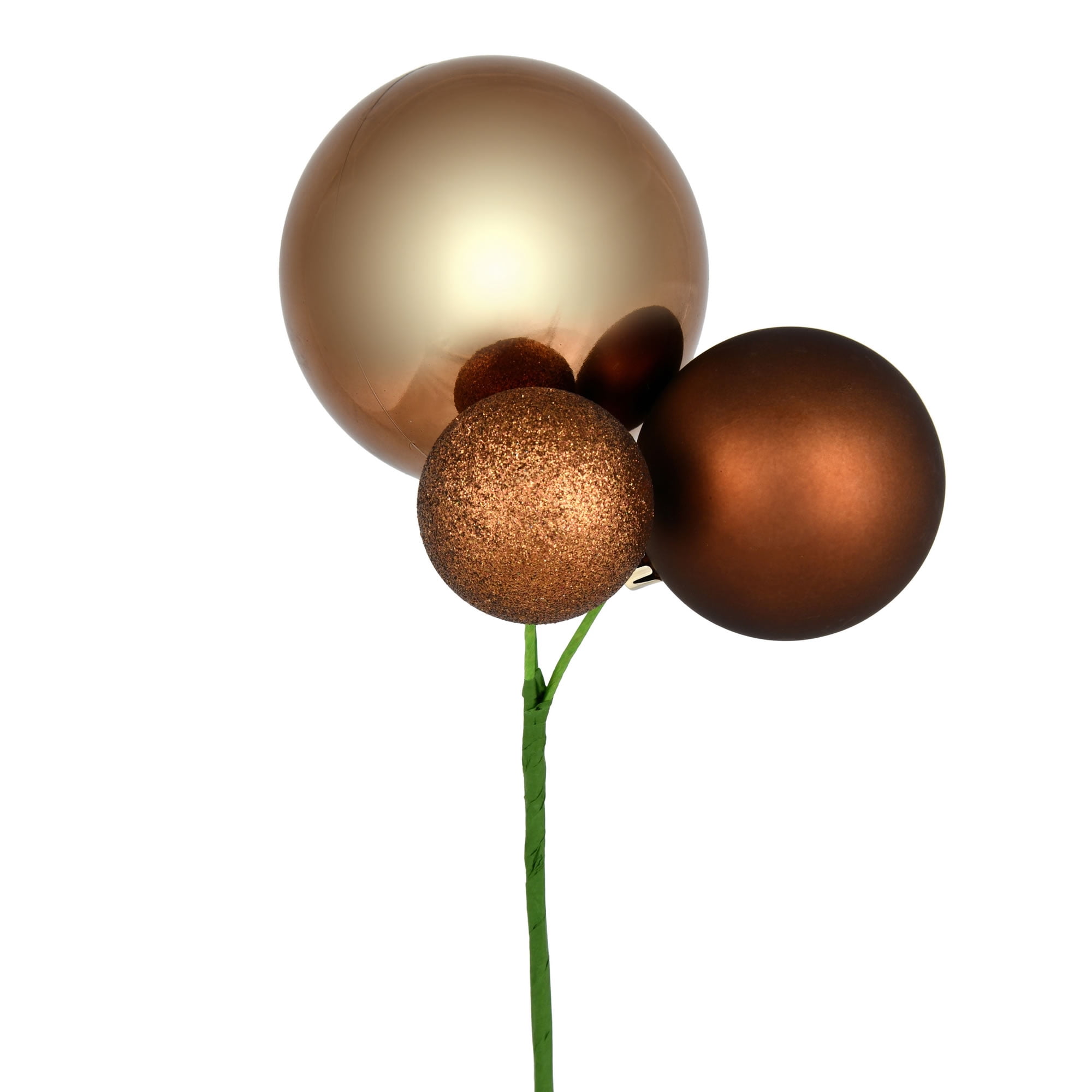 Vickerman 18" Mocha Ball Ornament Christmas Pick, Set of 3