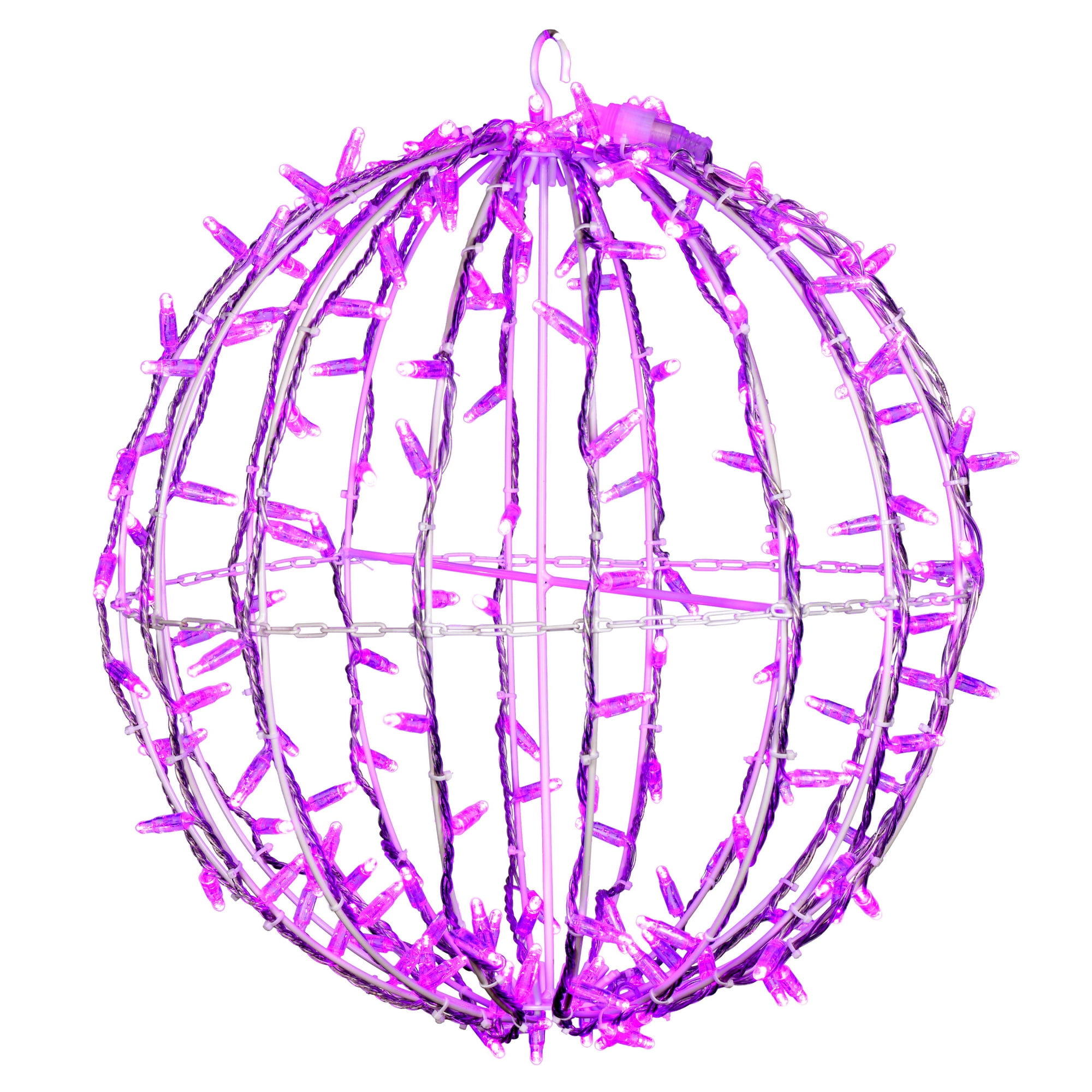 20" Pink LED Twinkle Sphere with White Metal Frame