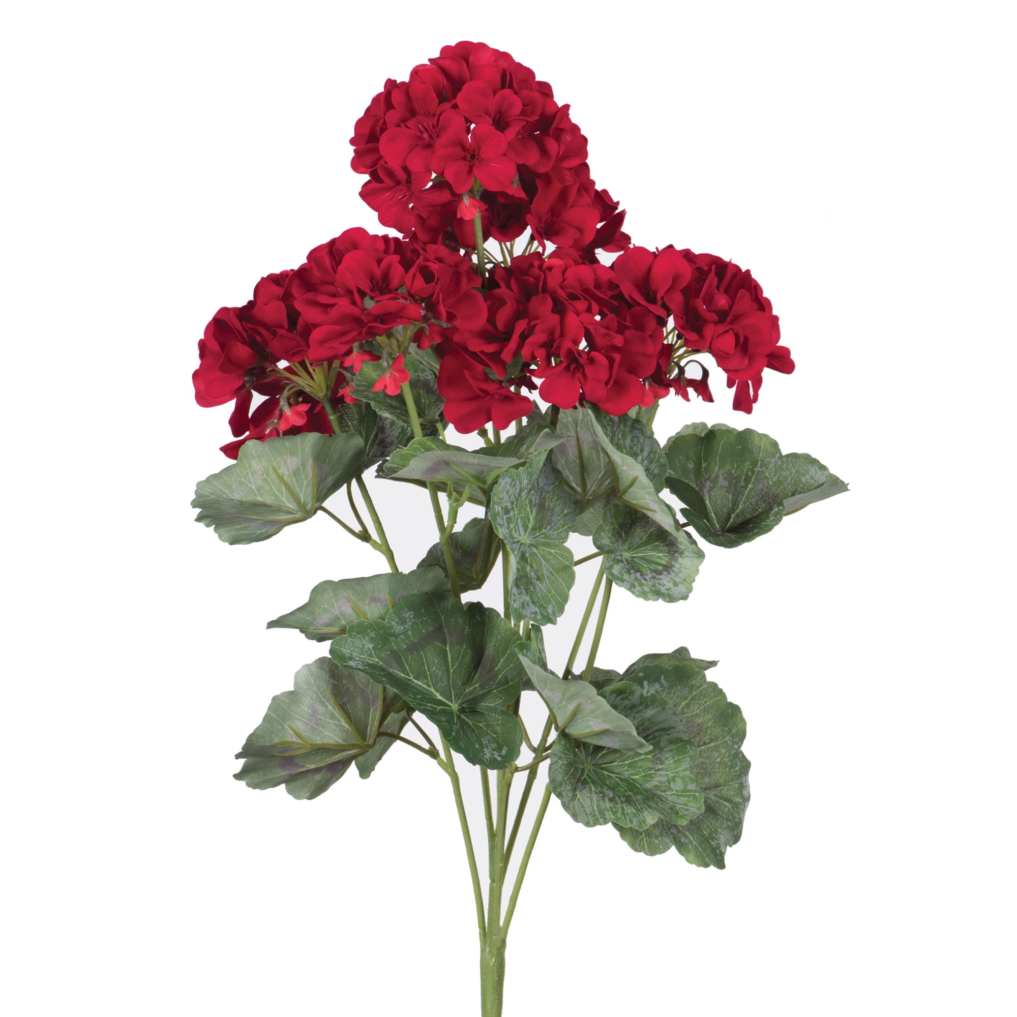 Vickerman 19.5" Red Artificial Geranium Bush with Green Leaves