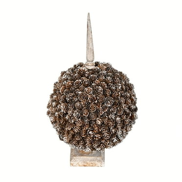 Vickerman 19" Artificial Single Ball Cedar and Pinecone on Finial Stand.