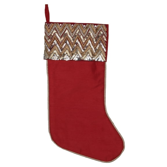 Vickerman 19" Red Chevron Sequin Christmas Stocking