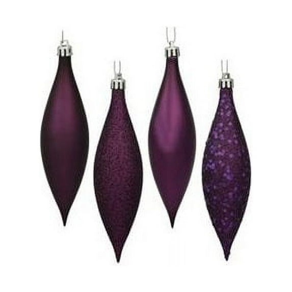 Vickerman 19491 - 5.5" Purple Shiny Matte Glitter Sequin Drop Christmas Tree Ornament (8 pack) (N500106)