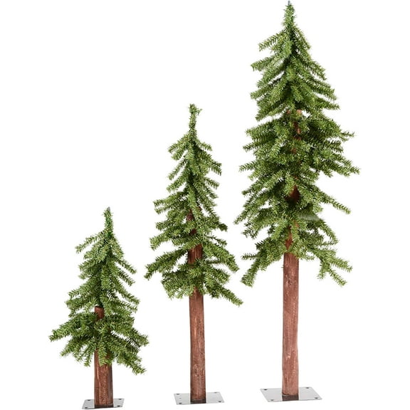 Vickerman 2' 3' 4' Natural Alpine Artificial Christmas Tree Set, Unlit - Christmas Tree Set