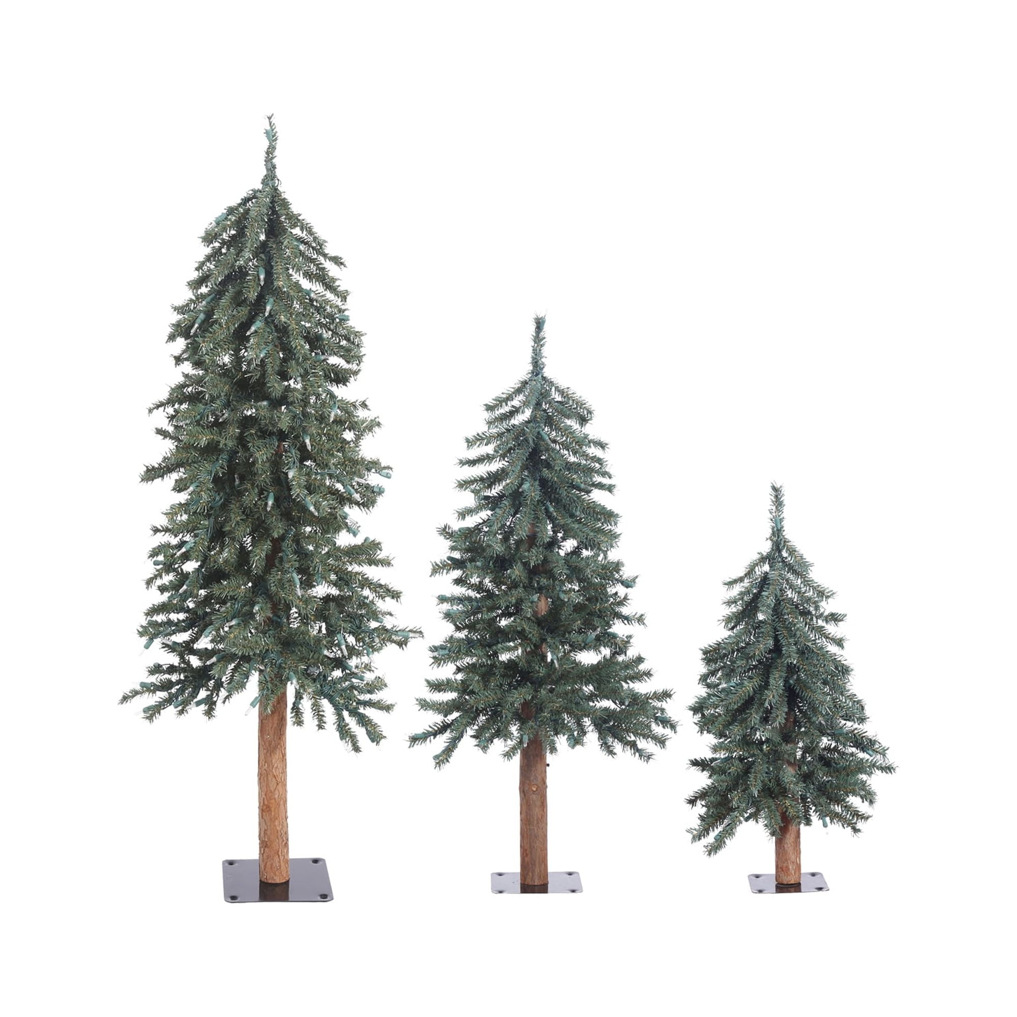 Vickerman 2' 3' 4' Natural Bark Alpine Artificial Christmas Tree Set ...