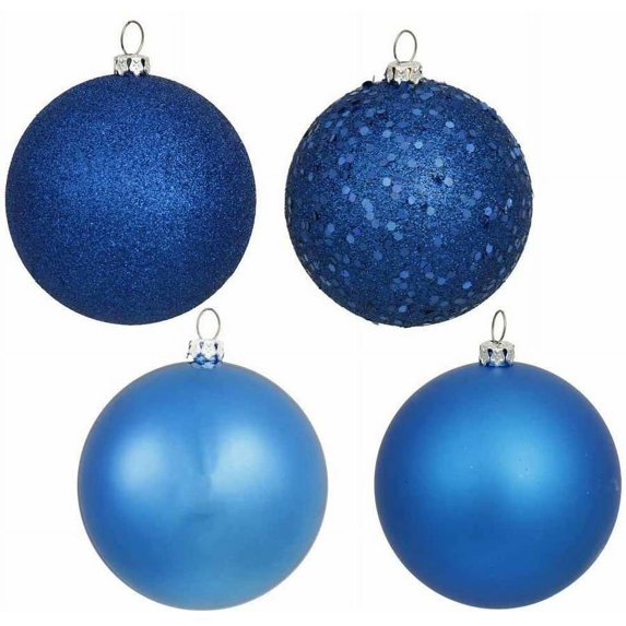 Vickerman 2.4" Blue 4-Finish Ball Ornament Assortment, 60 per Box