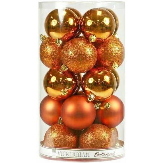 Vickerman 2.4" Burnished Orange 4-Finish Ball Ornament Assortment, 60 per Box
