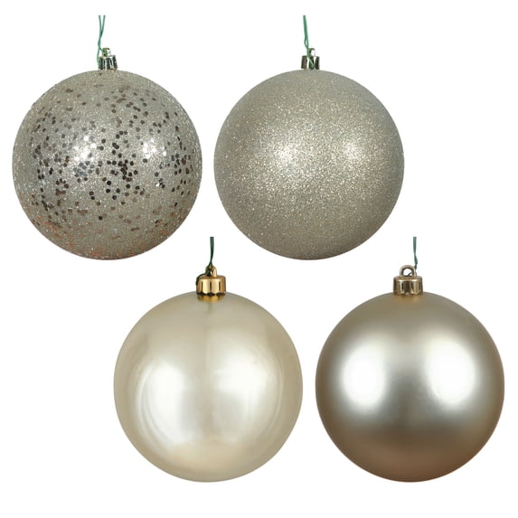 Vickerman 2.4" Champagne 4-Finish Ball Ornament Assortment, 60 per Box