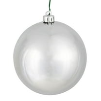 Vickerman 2.4" Christmas Ornament Ball, Silver Shiny Finish, Shatterproof Plastic, UV Resistant, Holiday Christmas Tree Decoration, 24 Pack