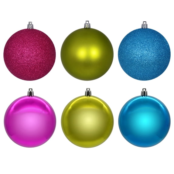 Vickerman 2.4" Fuchsia, Lime, and Turquoise Ornament Assortment, 18 per box.