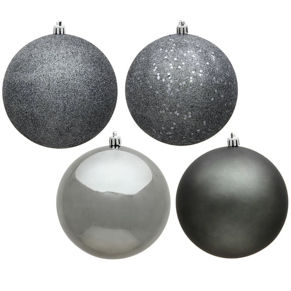 Vickerman 2.4" Pewter 4-Finish Ball Ornament Assortment, 60 per Box