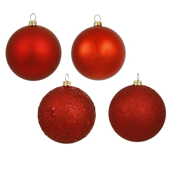 Vickerman 2.4" Red 4-Finish Ball Ornament Assortment, 24 per Box