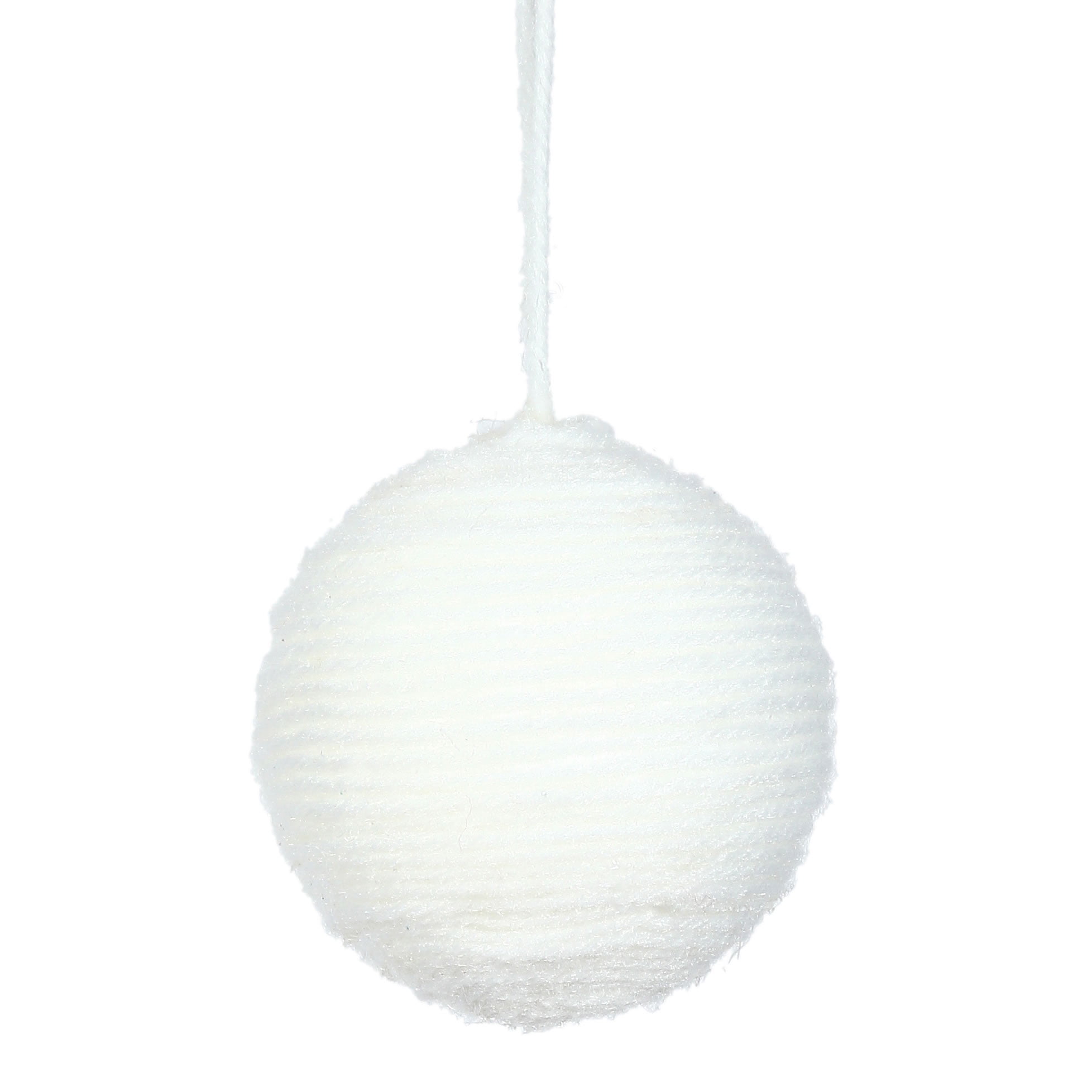 2.4" White Yarn Ball Plastic Ornament Set