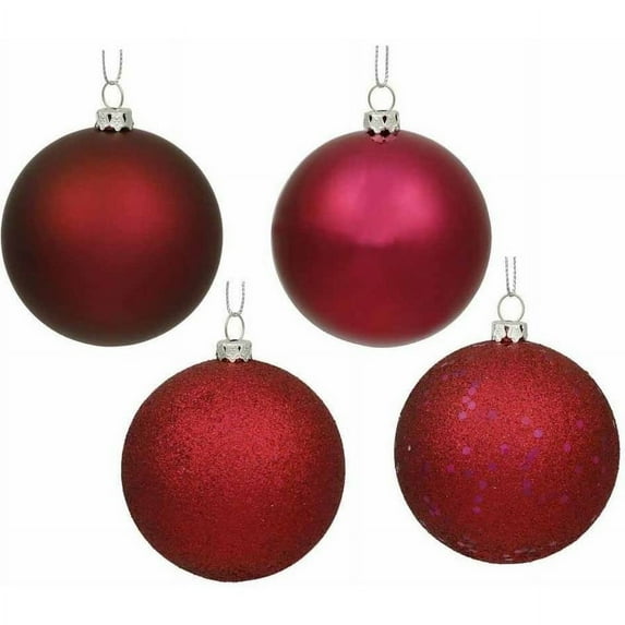 Vickerman 2.4" Wine 4-Finish Ball Ornament Assortment, 60 per Box