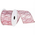 thumbnail image 1 of Vickerman 2.5" White and Red Zebra Christmas and Craft Ribbon. Glittered Zebra Stripes. 2.5" x 10 Yards in Length Wire Edged to allow Bending and Shaping., 1 of 2