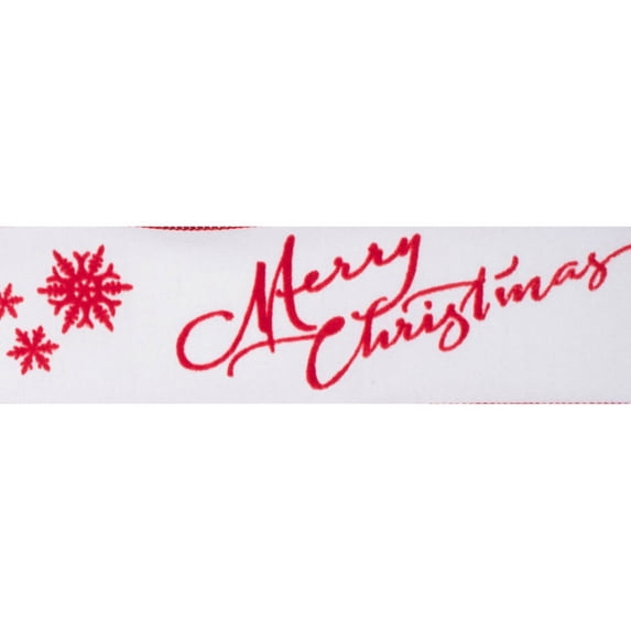 Vickerman 2.5" Ivory with Red Merry Christmas Ribbon