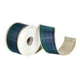 thumbnail image 1 of Vickerman 2.5" x 10 Yards Green Plaid Checks Double Fused Metallic Dupioni Ribbon., 1 of 3