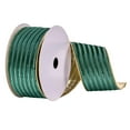 thumbnail image 1 of Vickerman 2.5" x 10 Yards Green Stripe Gold Back Ribbon, 1 of 3