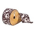 thumbnail image 1 of Vickerman 2.5" x 10 Yards Ivory Dark Brown Herati Christmas Ribbon, 1 of 2