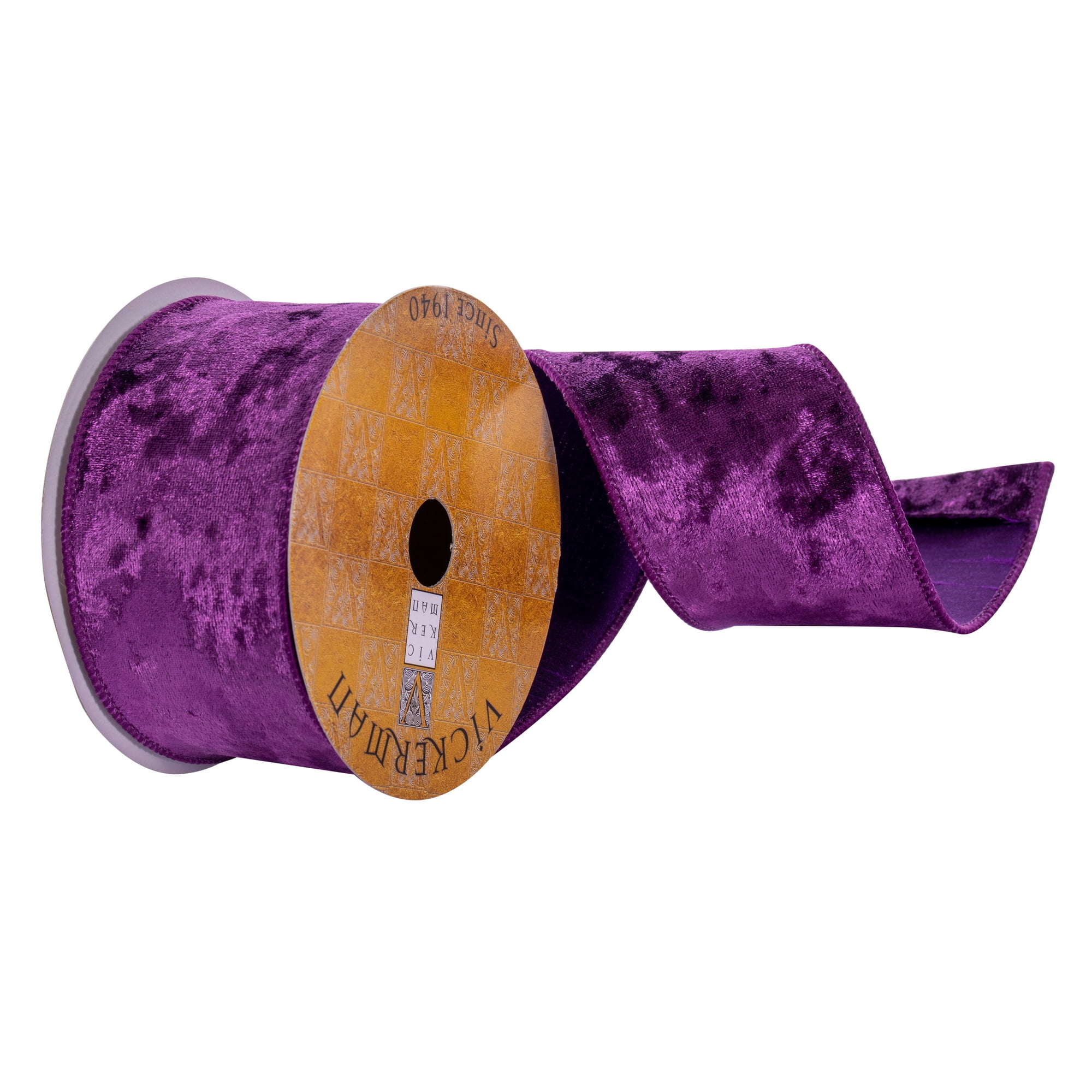 Faded Purple and White Side-Stitched Velvet Ribbon - 1 - Velvet