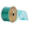 thumbnail image 1 of Vickerman 2.5" x 10 Yards Teal Transparent PVC Christmas Ribbon, 1 of 2