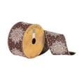 thumbnail image 1 of Vickerman 2.5" x 10 yard Chocolate Dupion White Snowflake Christmas Ribbon, 1 of 2