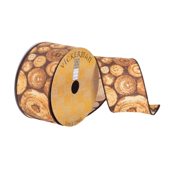 Vickerman 2.5" x 10 yard Dark Brown Wooden Trunks Christmas Ribbon