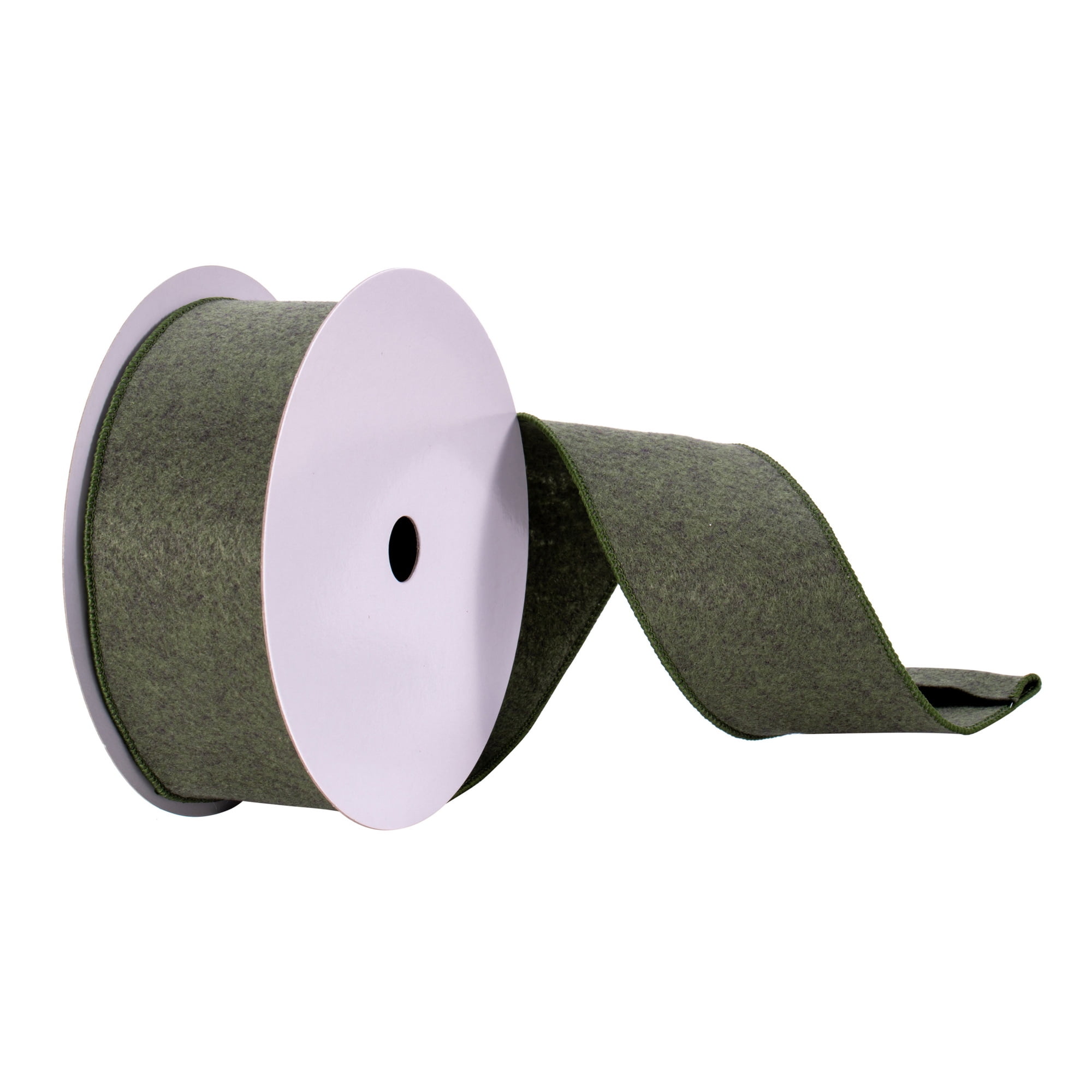 Vickerman 2.5" x 10 yd Moss Green Felt Ribbon