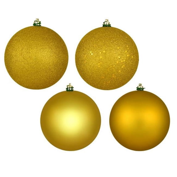 Vickerman 2.75" Medallion Gold 4-Finish Ball Ornament Assortment, 20 per Box