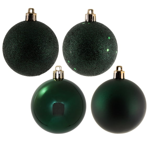 Vickerman 2.75" Midnight Green 4-Finish Ball Ornament Assortment, 20 per Box
