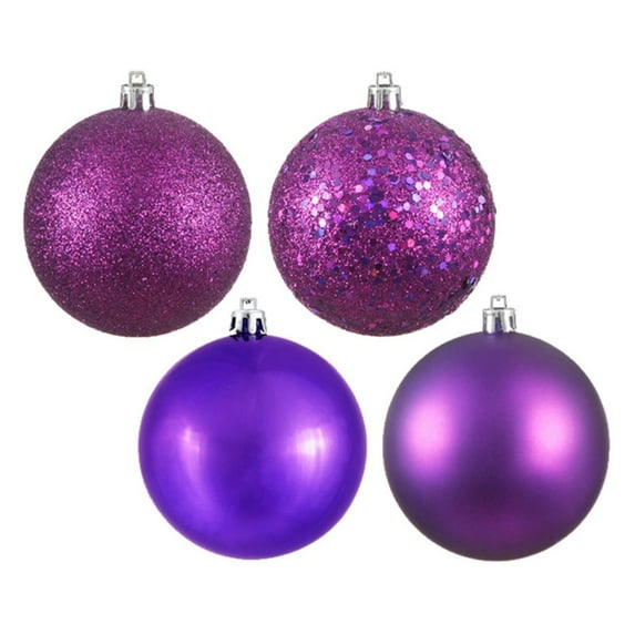 Vickerman 2.75" Plum 4-Finish Ball Ornament Assortment, 20 per Box
