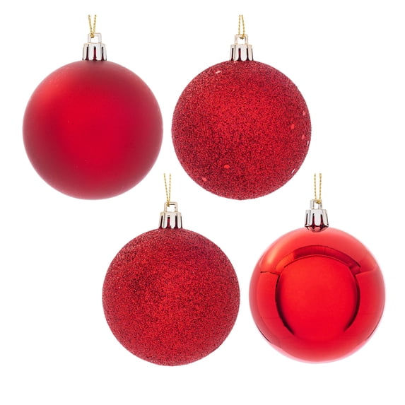Vickerman 2.75" Red 4-Finish Ball Ornament Assortment, 20 per Box